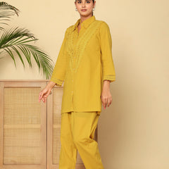 Golden Lace Mustard Cotton Co-ord Set