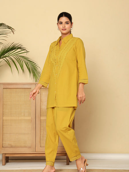 Golden Lace Mustard Cotton Co-ord Set