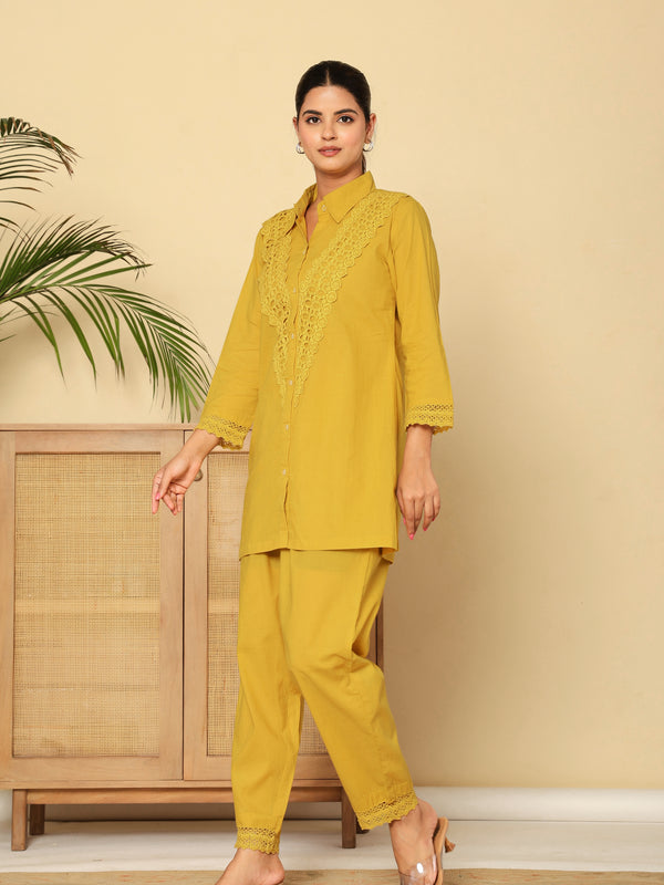 Golden Lace Mustard Cotton Co-ord Set
