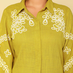 Mint Green White Floral Embroidered Cotton Co-ord Set