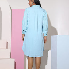Powder Blue Mini Shirt Dress
