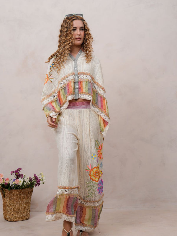 Women’s Multi-Color Cotton Embroidered Co-ord Set