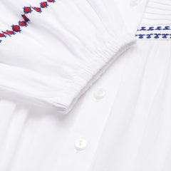 Casual Cotton White Embroidered Top