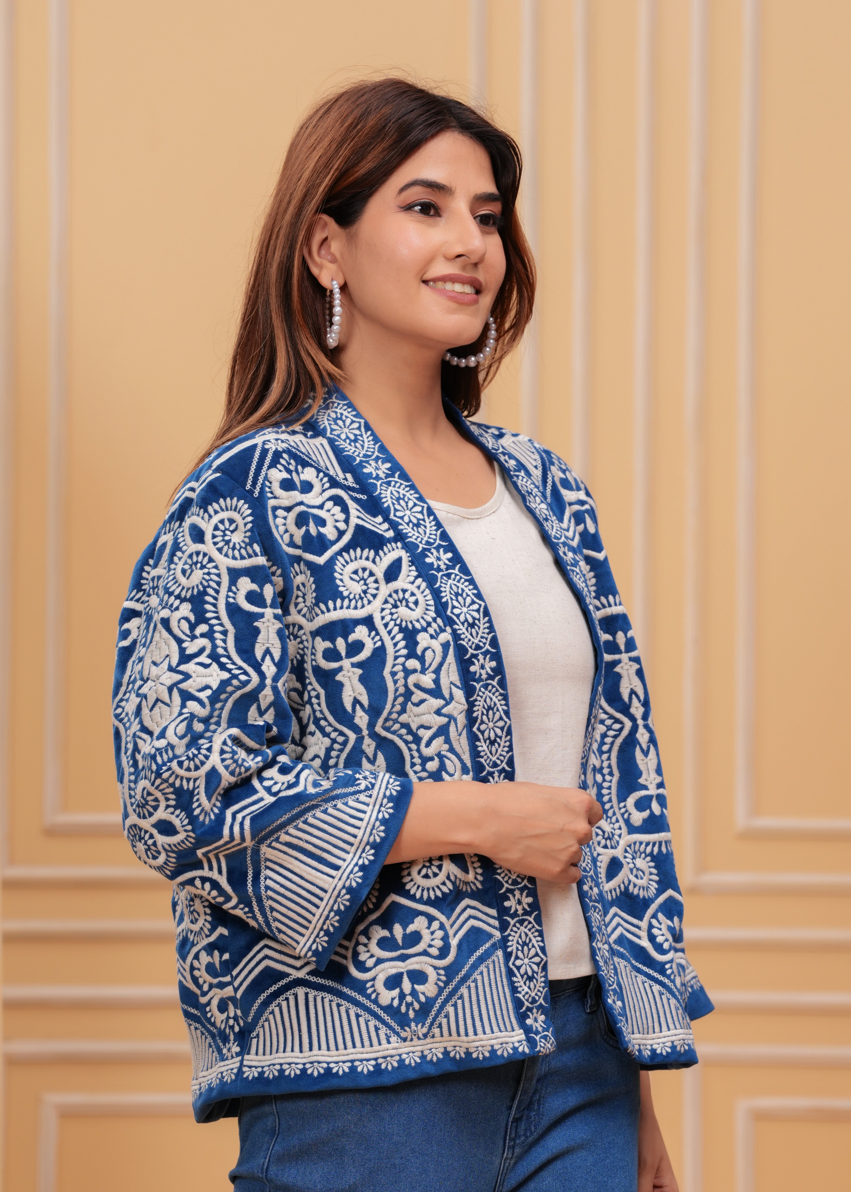 Designer Blue Embroidered Jacket