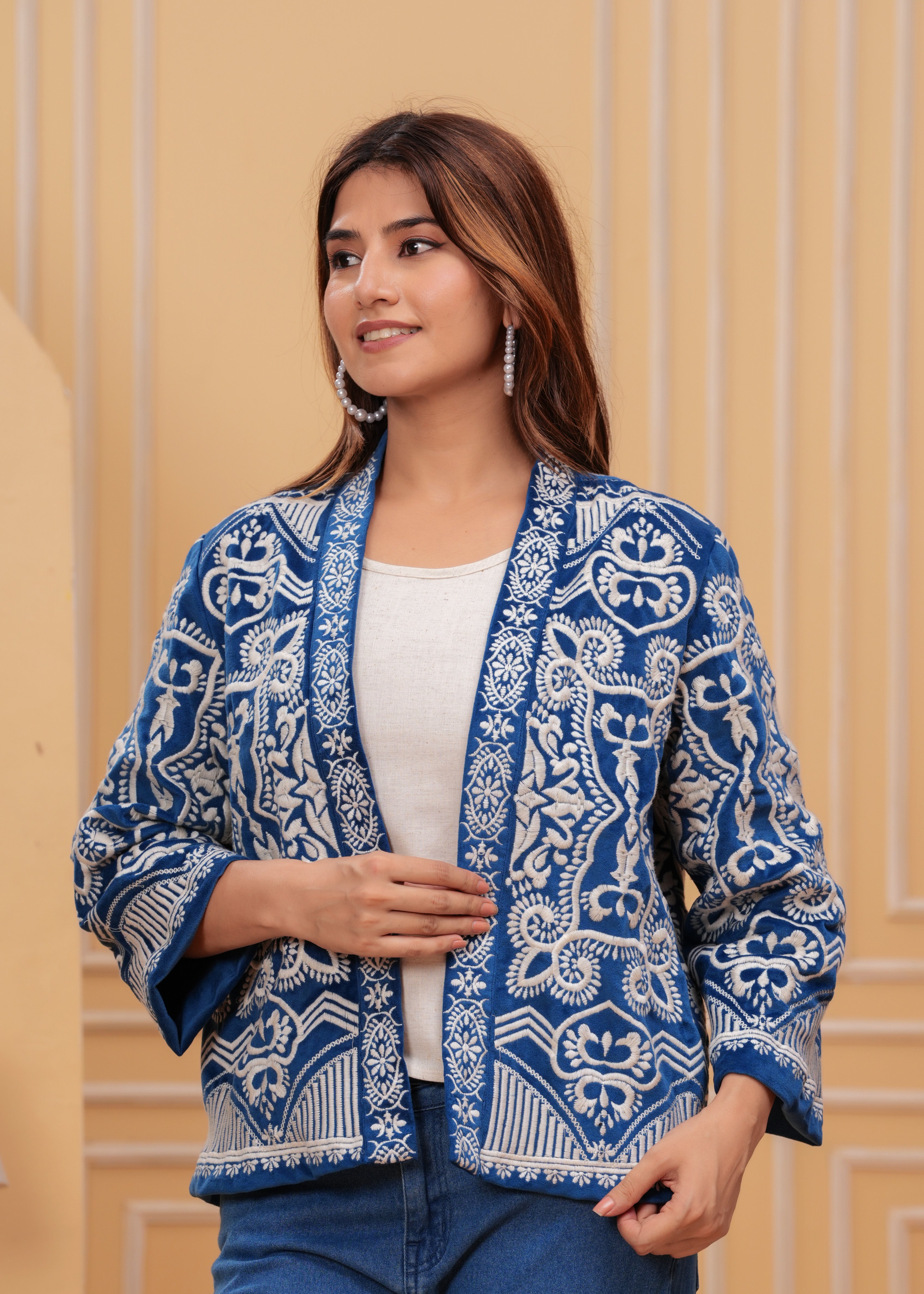 Designer Blue Embroidered Jacket