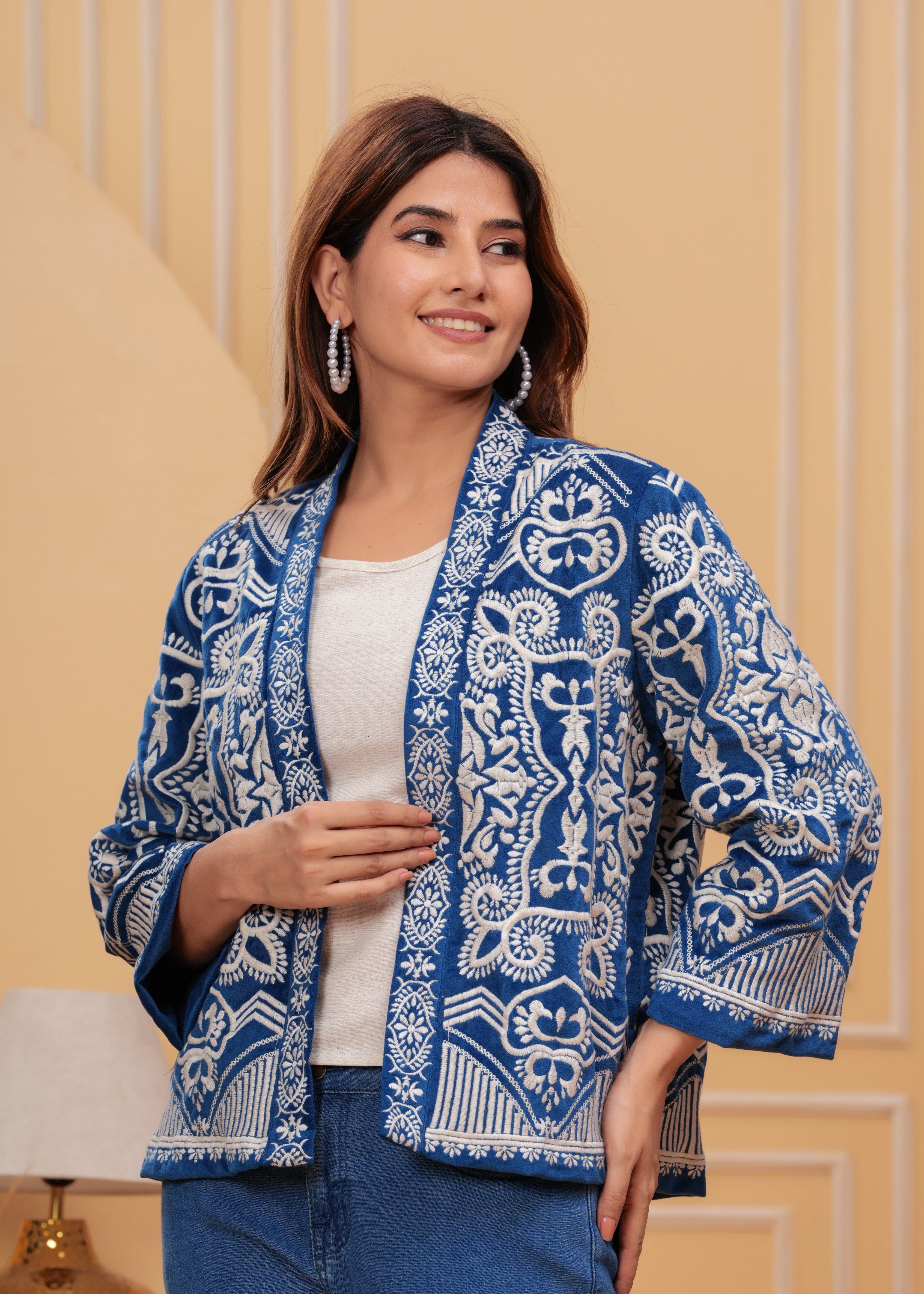 Designer Blue Embroidered Jacket