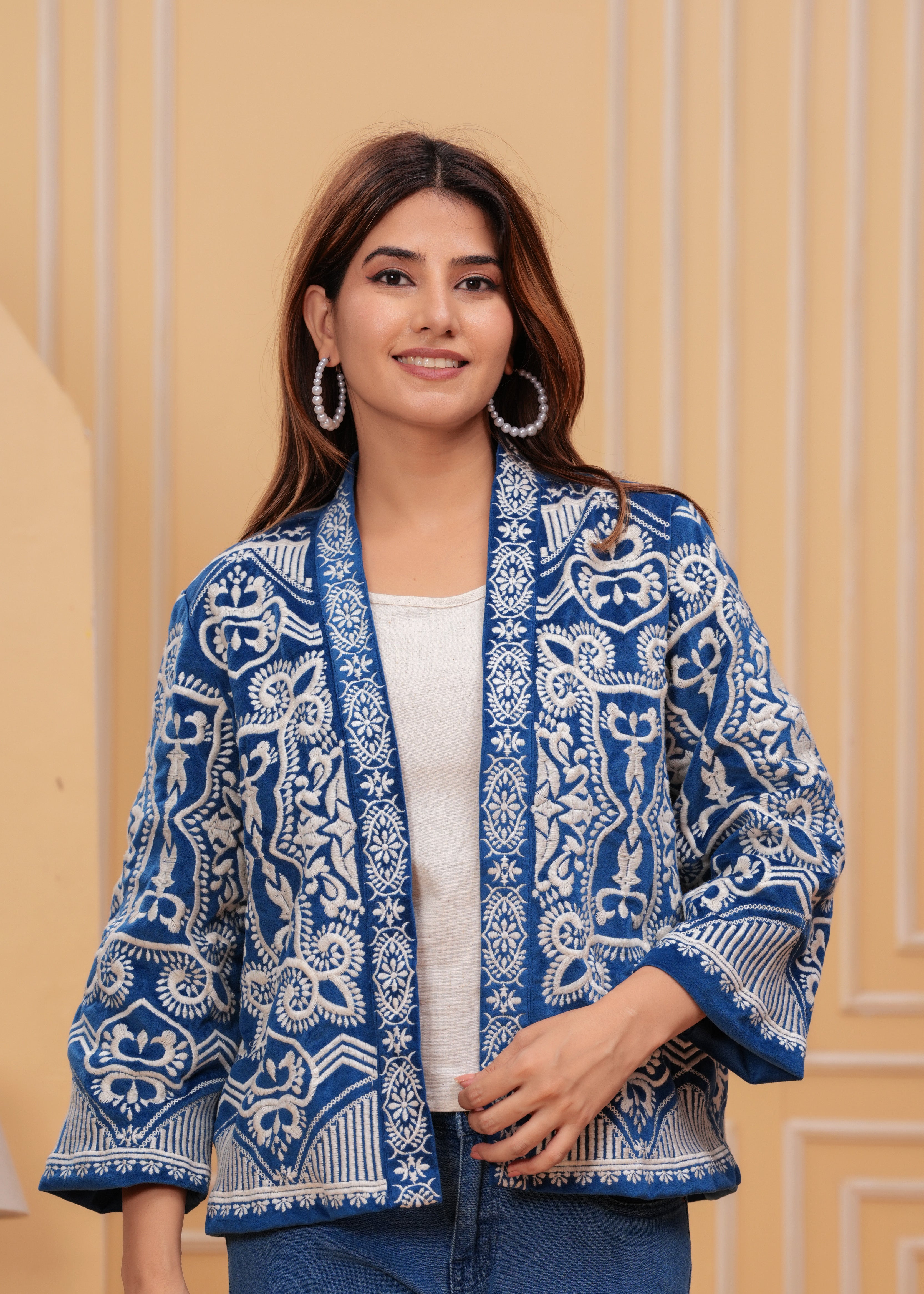 Designer Blue Embroidered Jacket