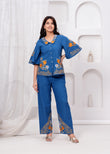 Dark Blue Rayon Co-Ord Set