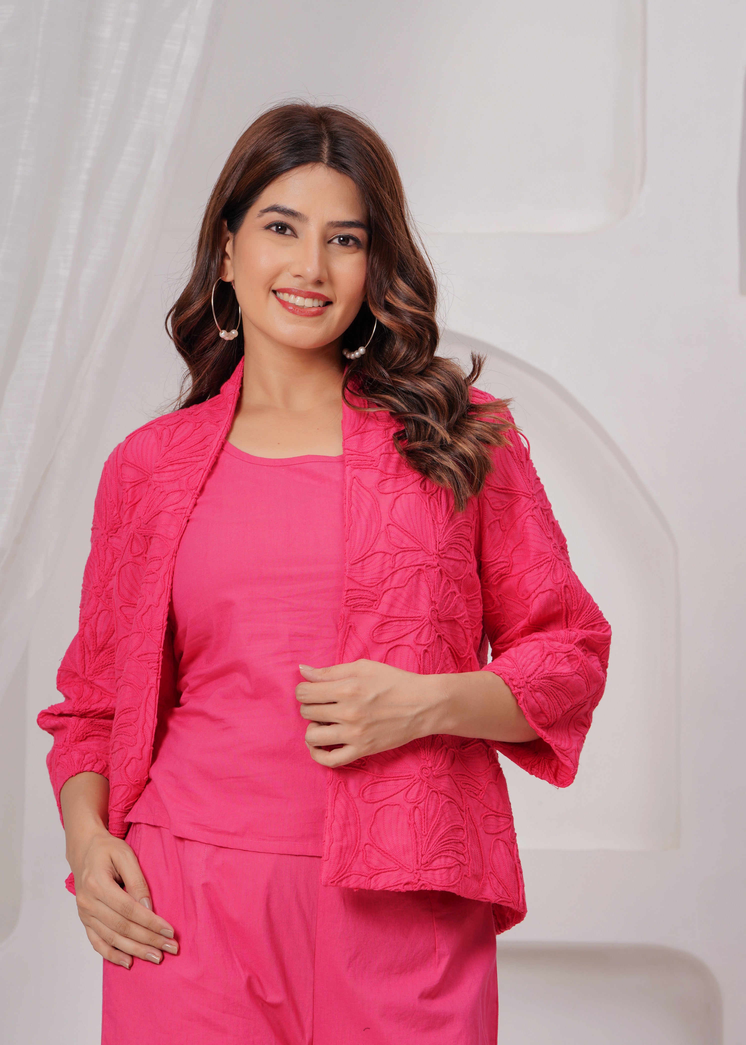 Designer Pink Cotton Co-Ord Set