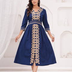 Blue Embroidered Dress
