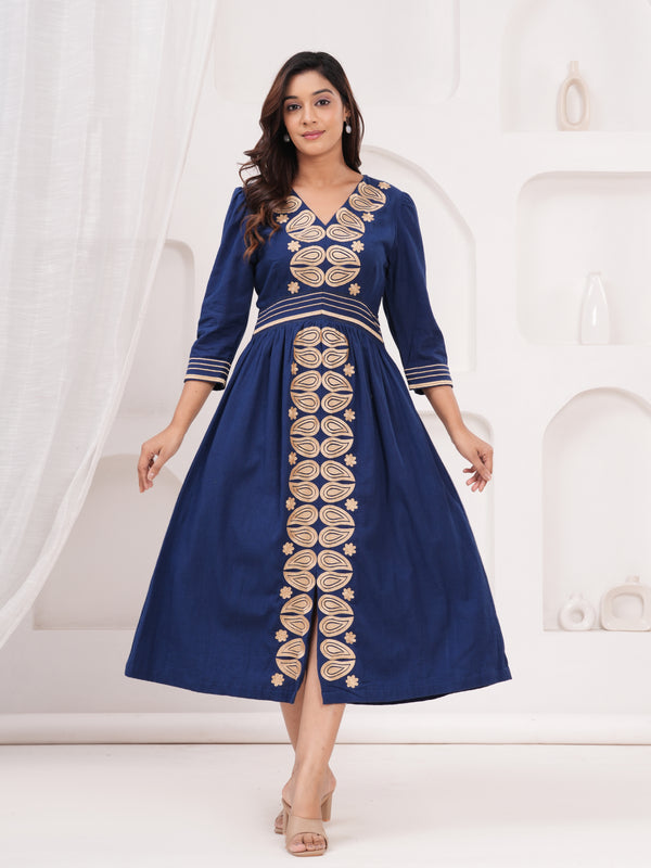 Blue Embroidered Dress