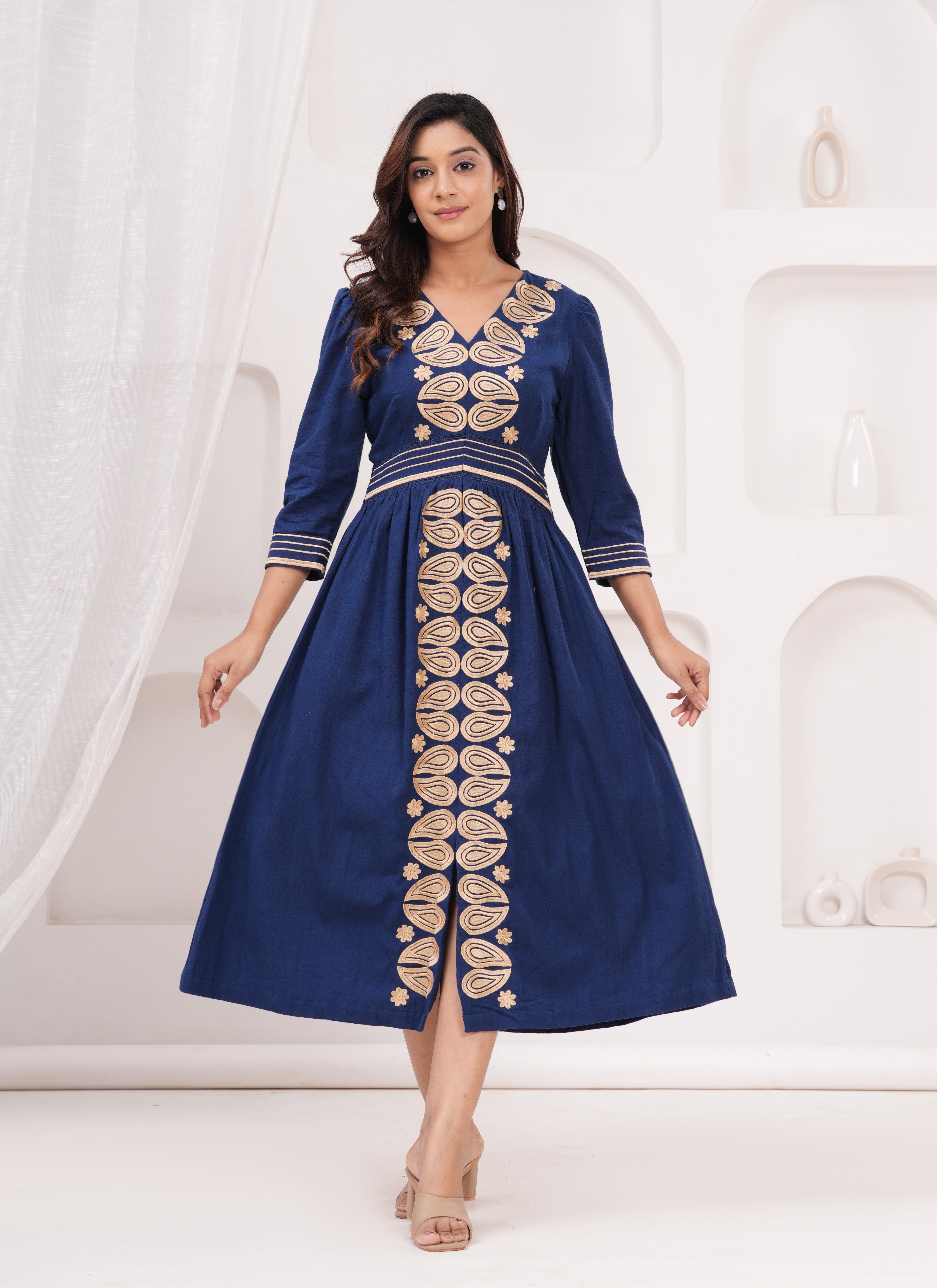 Blue Embroidered Dress