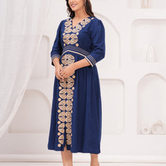 Blue Embroidered Dress