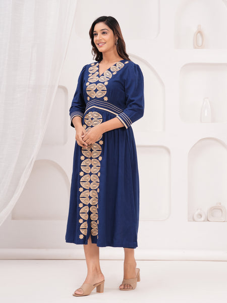 Blue Embroidered Dress