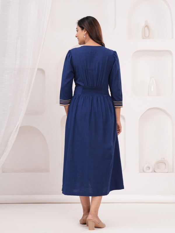 Blue Embroidered Dress