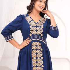 Blue Embroidered Dress