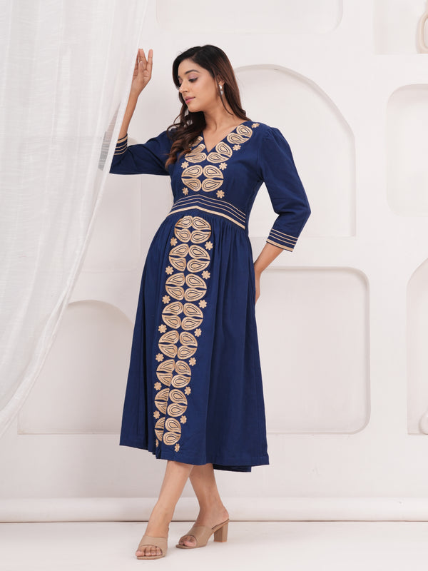 Blue Embroidered Dress