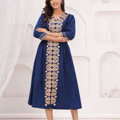 Blue Embroidered Dress