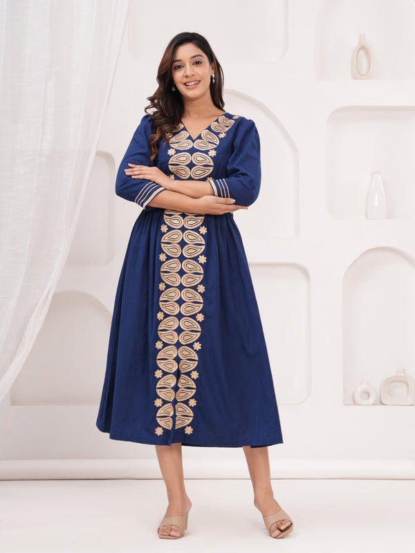 Blue Embroidered Dress