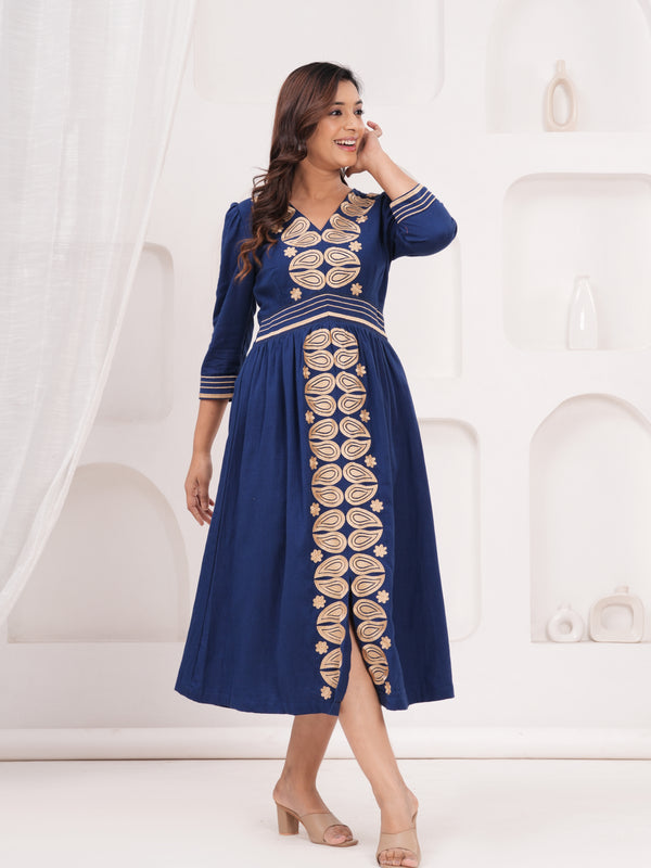 Blue Embroidered Dress