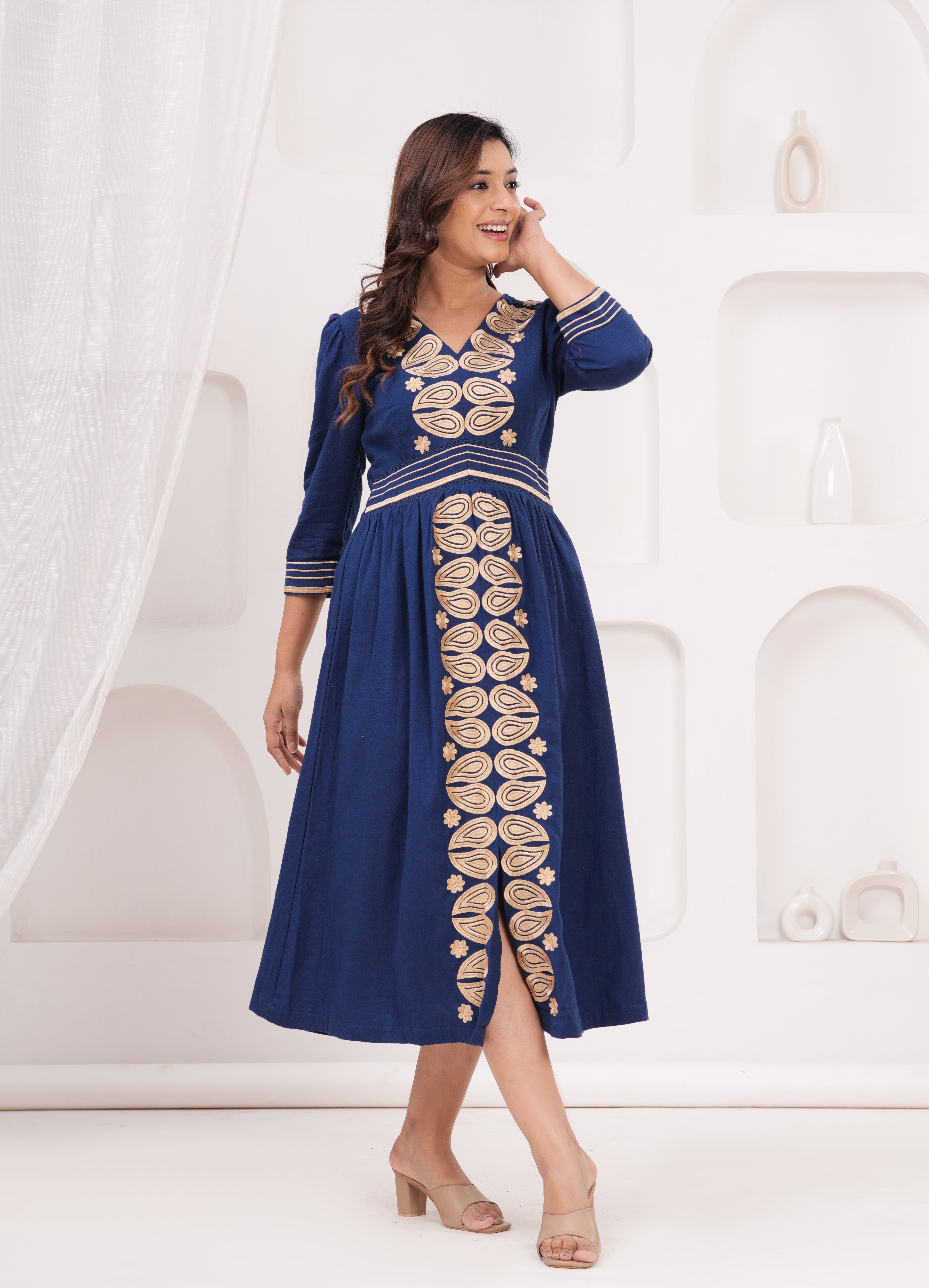 Blue Embroidered Dress