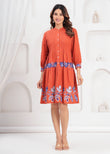 Rust Orange Fit And Flare dress