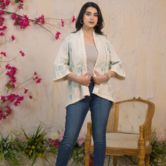 Cream Embroidered Cotton Flex Jacket