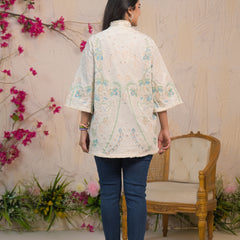 Cream Embroidered Cotton Flex Jacket