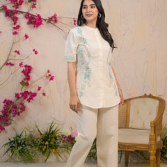 Delicately Embroidered White Co-ord Set