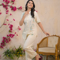 Delicately Embroidered White Co-ord Set
