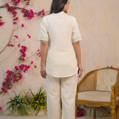 Delicately Embroidered White Co-ord Set