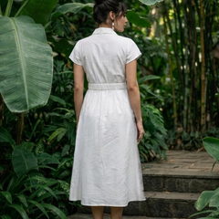 Classic White Elegant Fit and Flare Dress