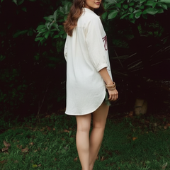 Elegant Cream Abstract Floral Casual Shirt