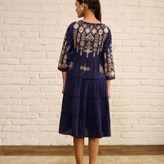 Designer Navy Blue Midi Dress