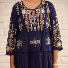 Designer Navy Blue Midi Dress