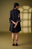 Designer Black Mini Dress With Embroidery Work