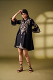 Designer Black Mini Dress With Embroidery Work