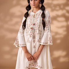 Designer Embroidered White Midi Dress