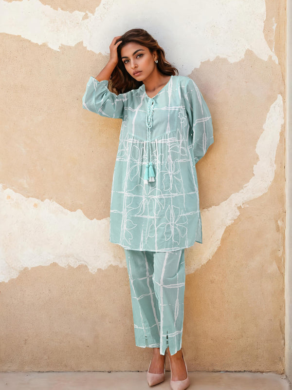 Cool Blue Cotton Co-ord Set