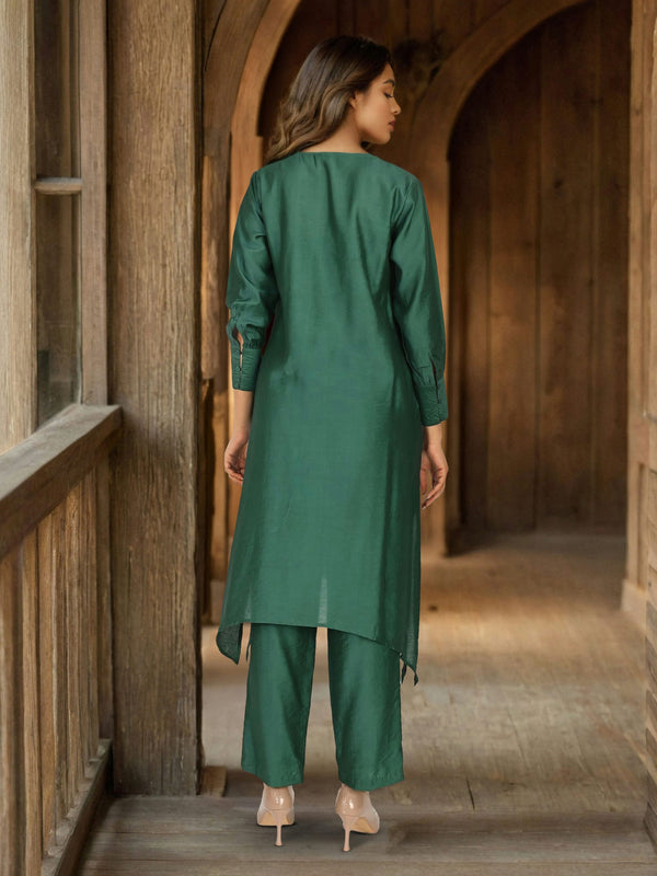 Designer Green Viscose Embroidered Co-Ord Set