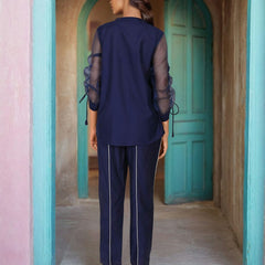 Designer Navy Blue Embroidered Co-Ord Set