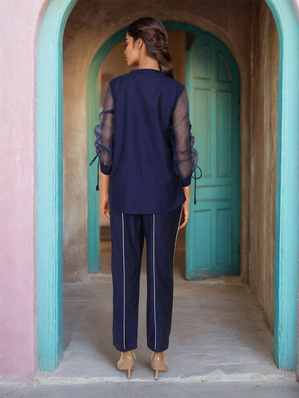 Designer Navy Blue Embroidered Co-Ord Set