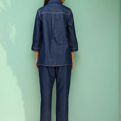 Viscose Navy Blue Embroidered Co Ord Set