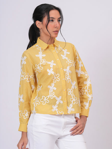 Yellow embroidery shirts 