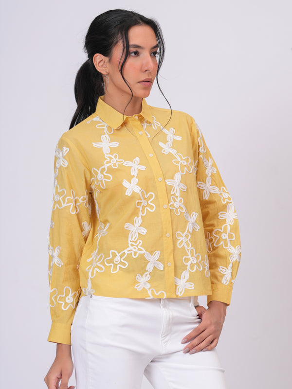 Yellow embroidery shirts 
