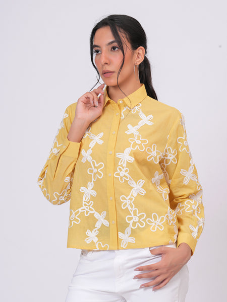 Yellow embroidery shirts 
