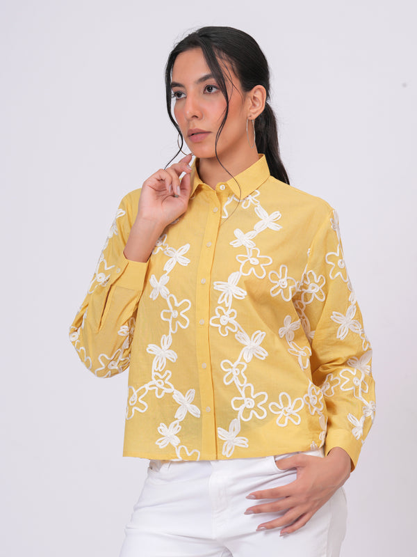 Yellow embroidery shirts 