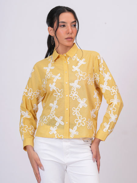 Yellow embroidery shirts 