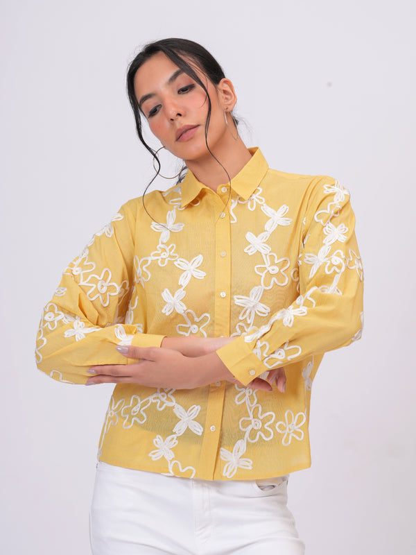 Yellow embroidery shirts for women 