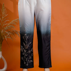 Classic Black & Gray Cotton Embroidered Shirt Co-ord Set